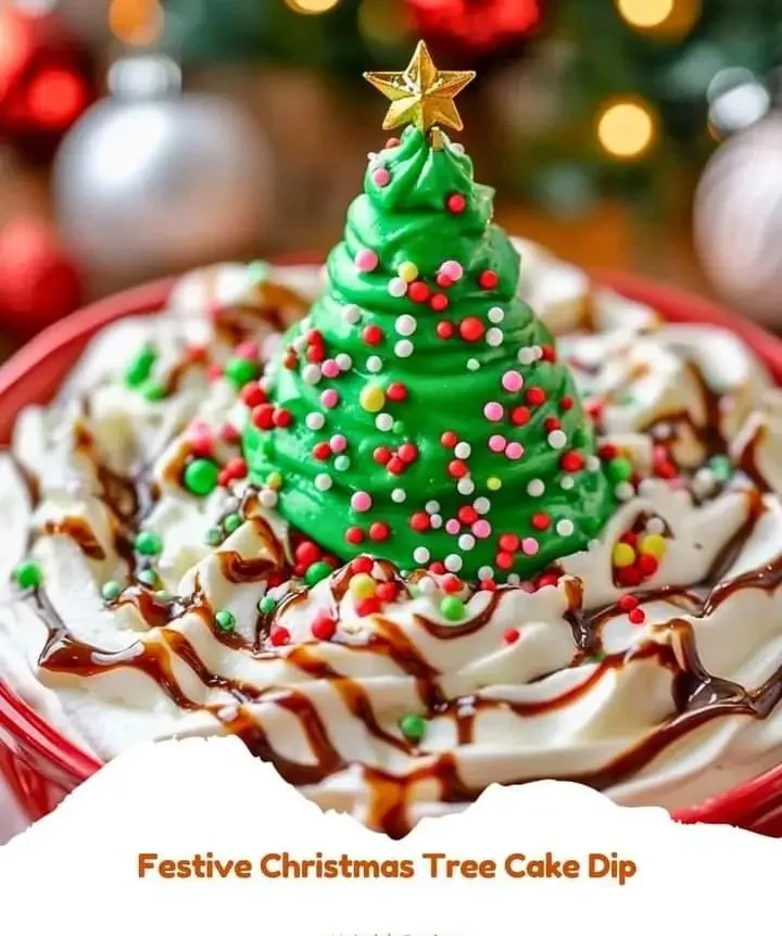 Christmas tree cake dip festive holiday dessert served in a bowl