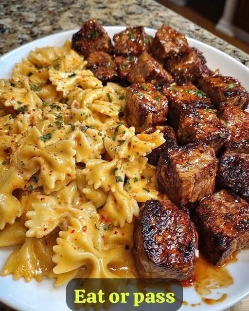 Creamy garlic butter chicken with linguine in Alfredo sauce served in a bowl