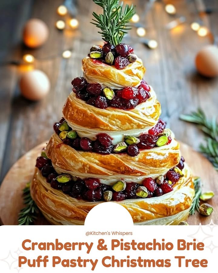 Cranberry & Pistachio Brie Puff Pastry Christmas Tree