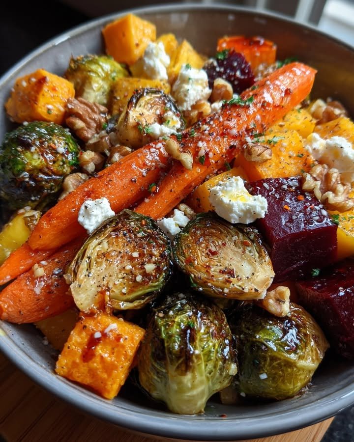 Caramelized Brussels Sprouts and Roasted Veggie Medley