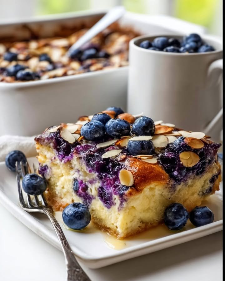 Blueberry Almond Cottage Cheese Breakfast Bake
