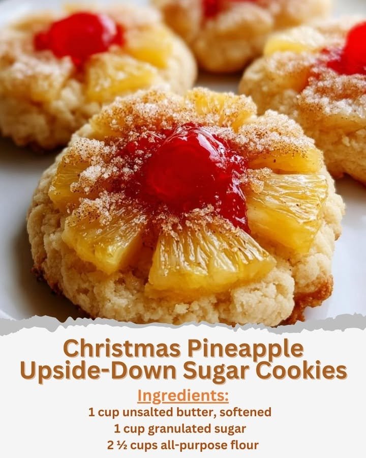 Christmas Pineapple Upside-Down Sugar Cookies