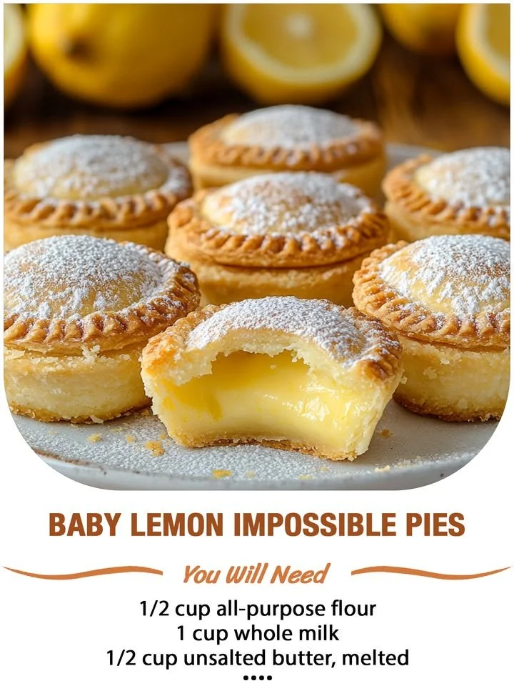 Delicious Baby Lemon Impossible Pies, showcasing their unique texture and vibrant lemon flavor.