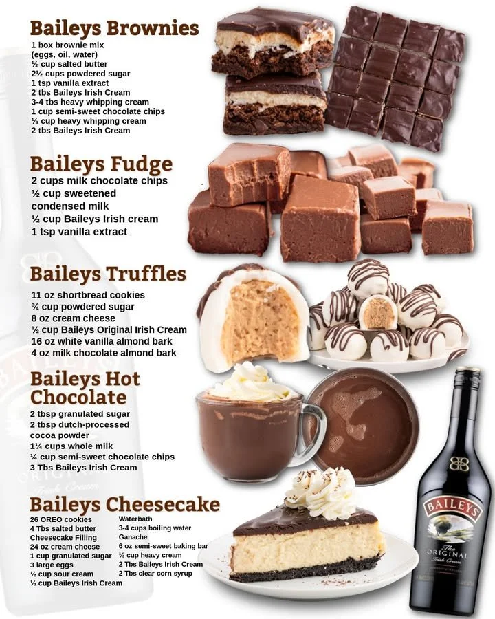 Festive holiday desserts and drinks made with Baileys recipes