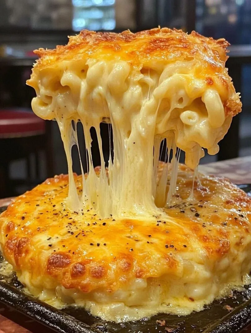 Baked macaroni and cheese topped with golden breadcrumbs and melted cheese