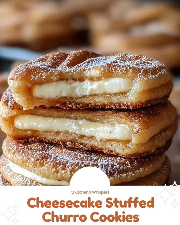 Delicious cheesecake stuffed churro cookies on a plate
