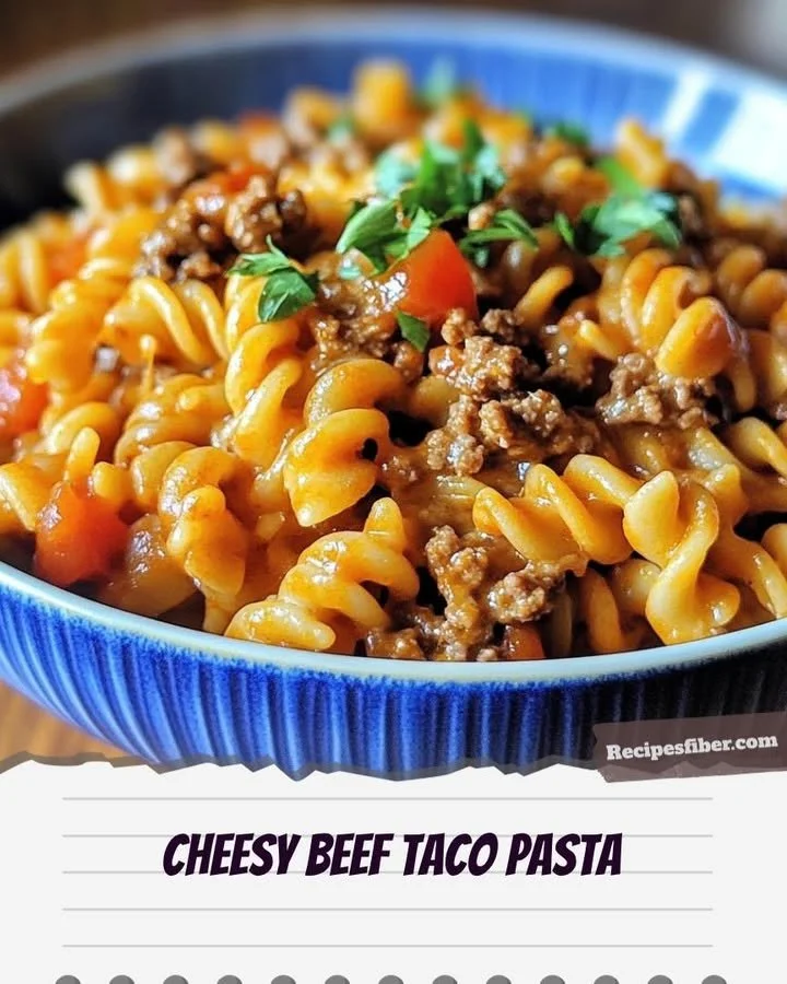 Cheesy beef taco pasta served in a vibrant bowl, topped with fresh ingredients.