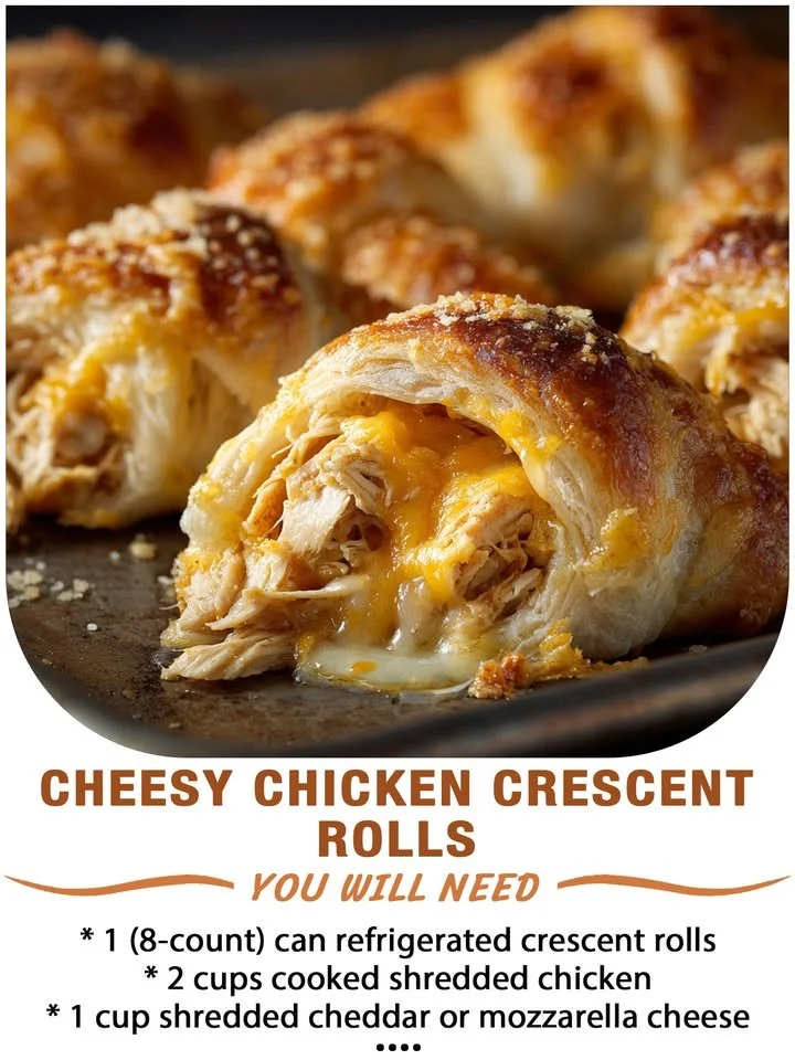 Cheesy chicken crescent rolls served on a plate, perfect for a quick meal.