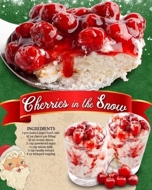 Fresh cherries contrasting against a snowy landscape in winter.