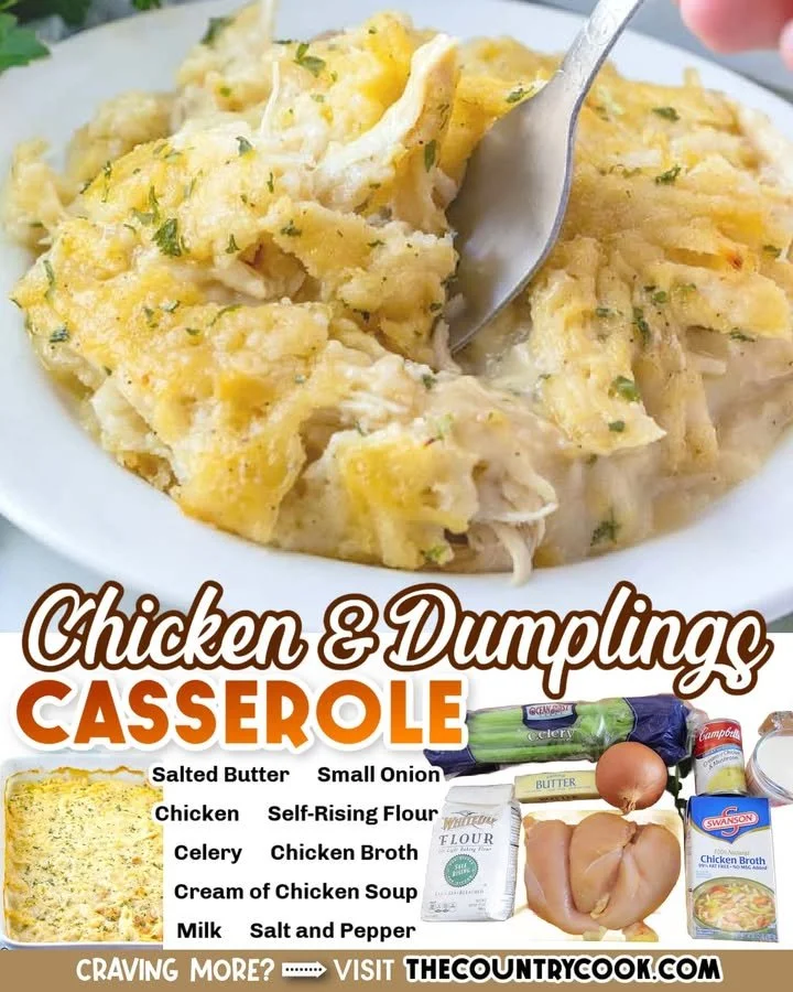 Delicious Chicken and Dumplings Casserole served in a bowl