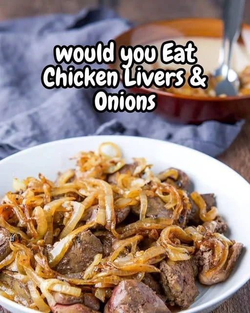 Delicious chicken livers sautéed with onions in a savory dish