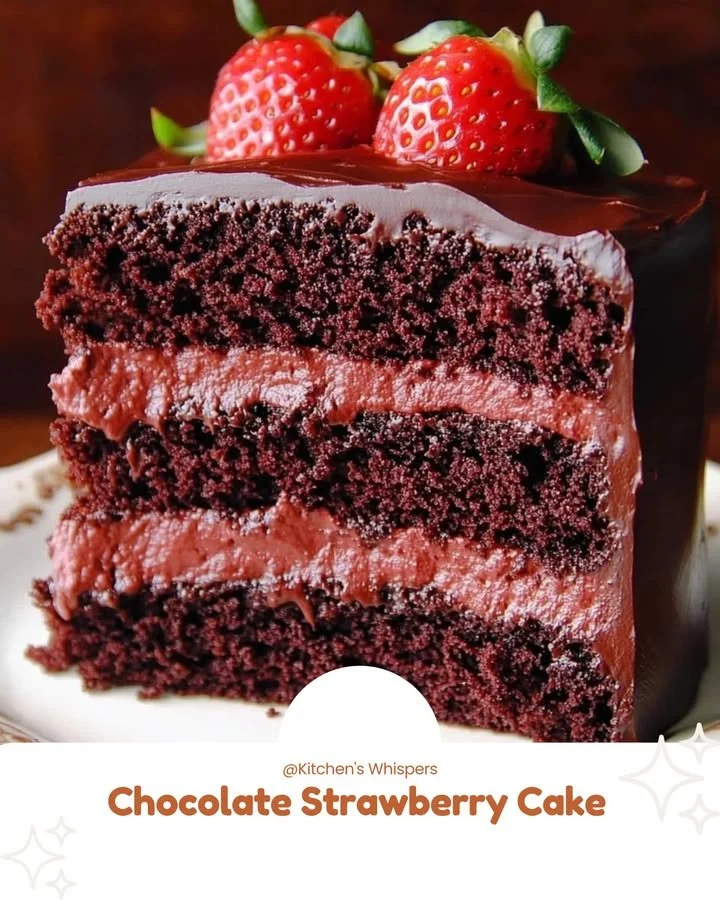 Delicious Chocolate Strawberry Cake with fresh strawberries and chocolate frosting