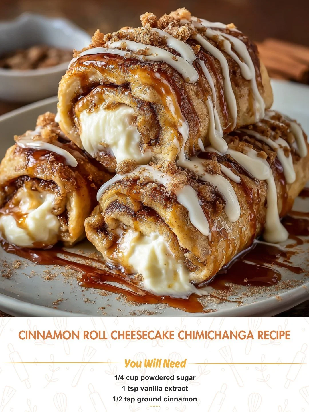 Cinnamon Cream Cheese Dessert Burritos ready to serve on a plate