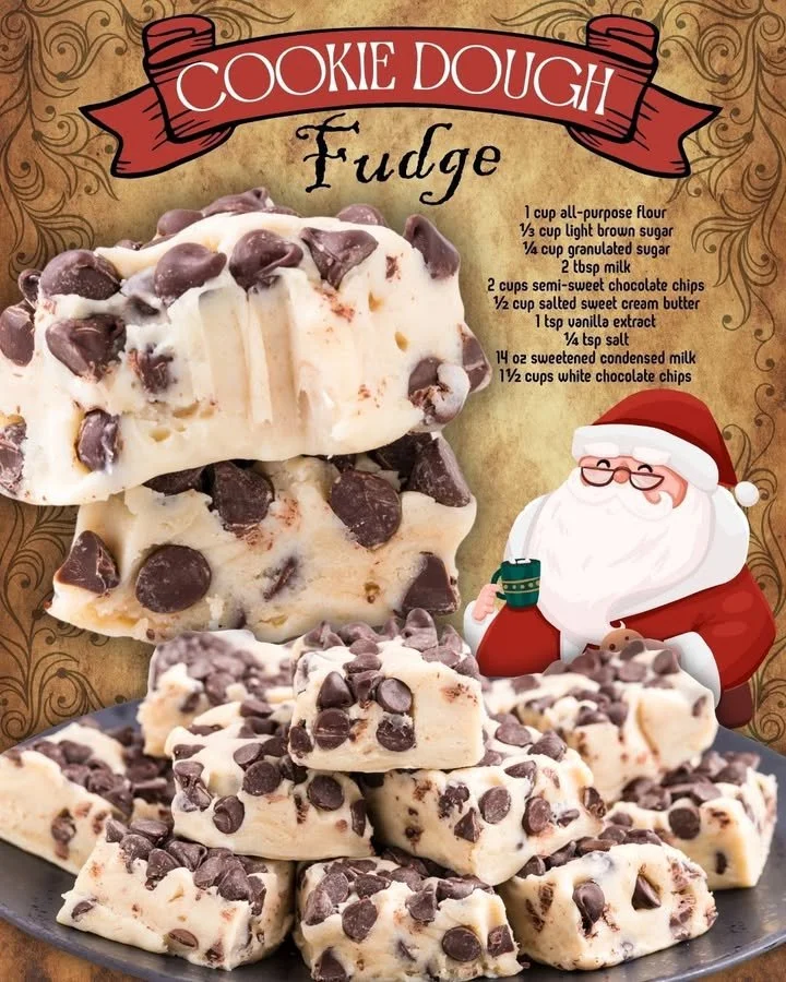 Delicious homemade cookie dough fudge squares on a plate.