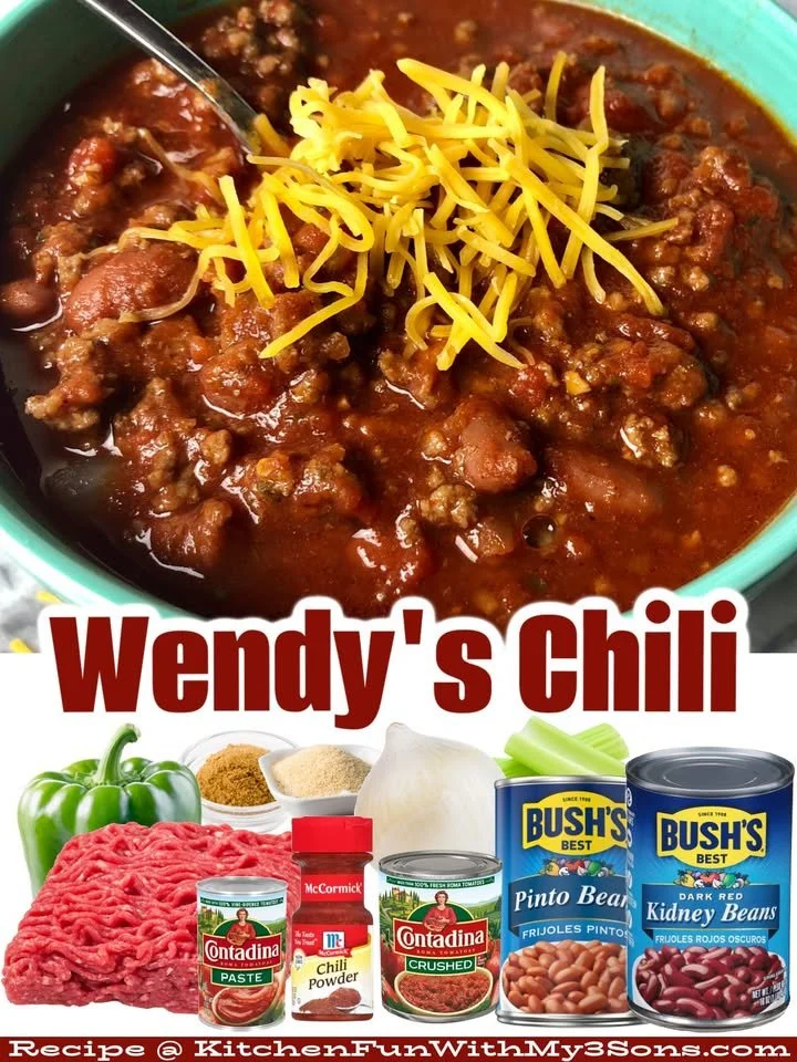 Delicious copycat recipe for Wendy's Chili served in a bowl