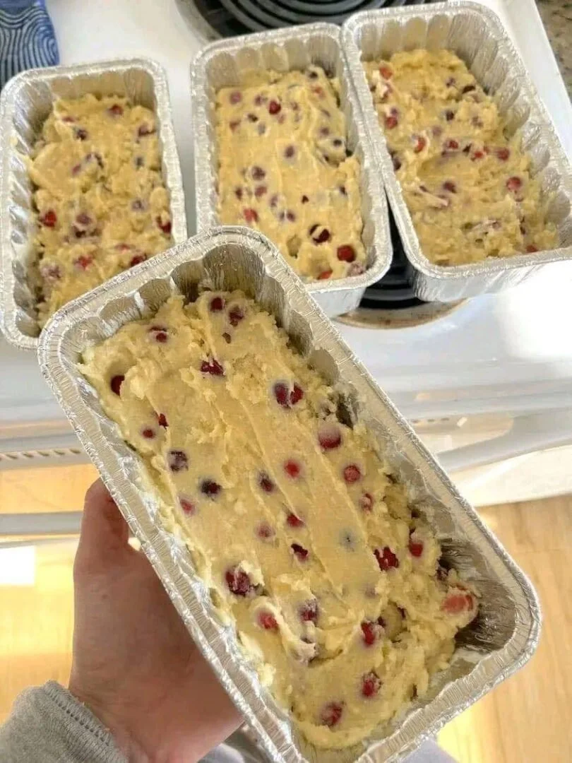 Freshly baked Cranberry Almond Bread with cranberries and almonds