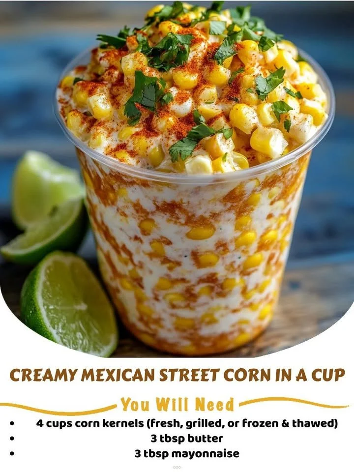 Creamy Mexican Street Corn Cup garnished with cheese and spices