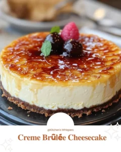 Delicious Crème Brûlée Cheesecake with a caramelized sugar topping
