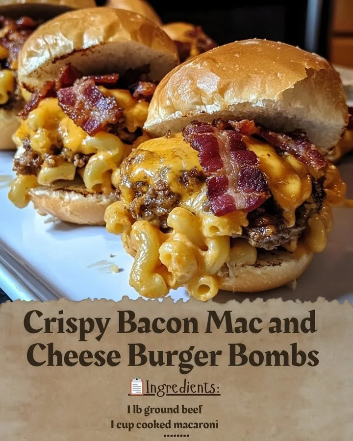 Bacon Mac and Cheese Burger Bombs on a plate, crispy with melted cheese.