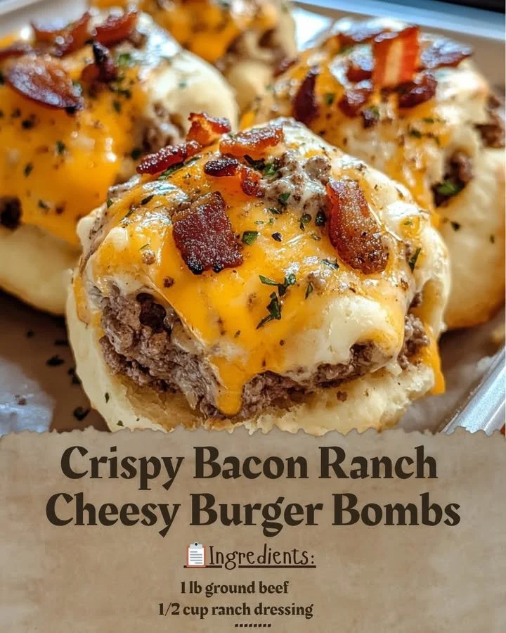 Crispy bacon ranch burger bombs with cheese and ranch dressing