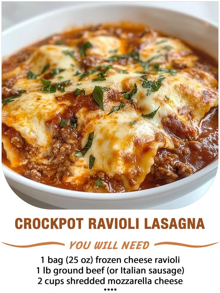 A delicious plate of Crockpot Ravioli Lasagna topped with cheese and herbs
