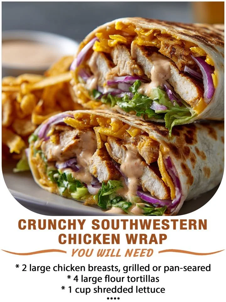Delicious Crunchy Southwestern Chicken Wrap filled with fresh ingredients