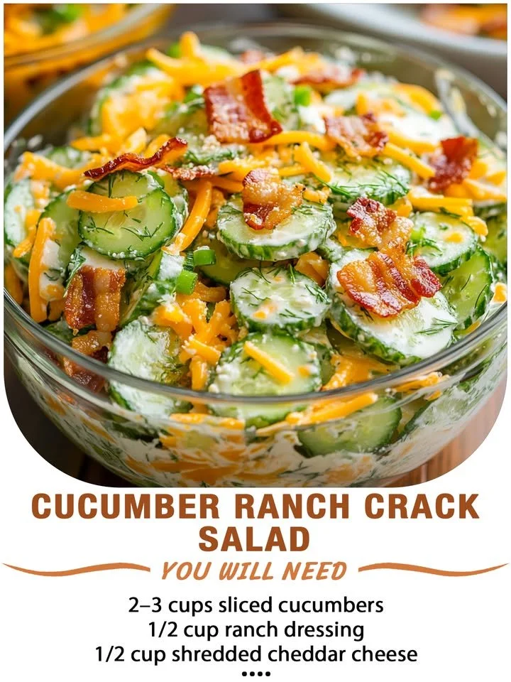 Delicious Cucumber Ranch Crack Salad with fresh cucumbers and ranch dressing