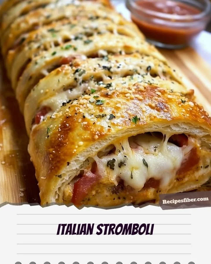 Homemade Italian Stromboli filled with cheese and salami