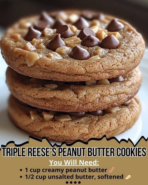 Triple Reese’s Peanut Butter Cookies