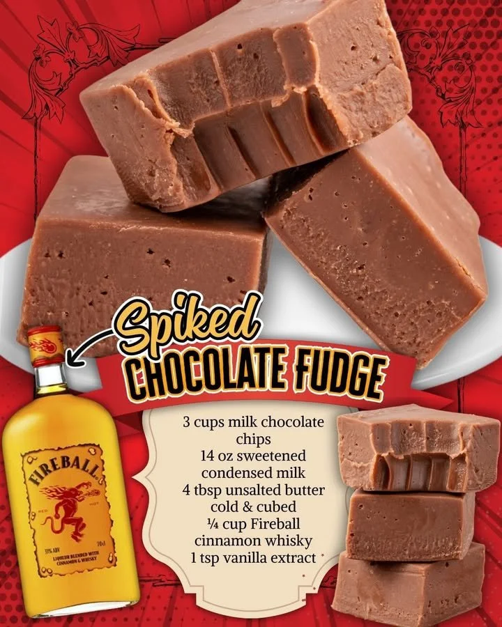 Delicious Fireball Fudge with rich chocolate and a hint of cinnamon