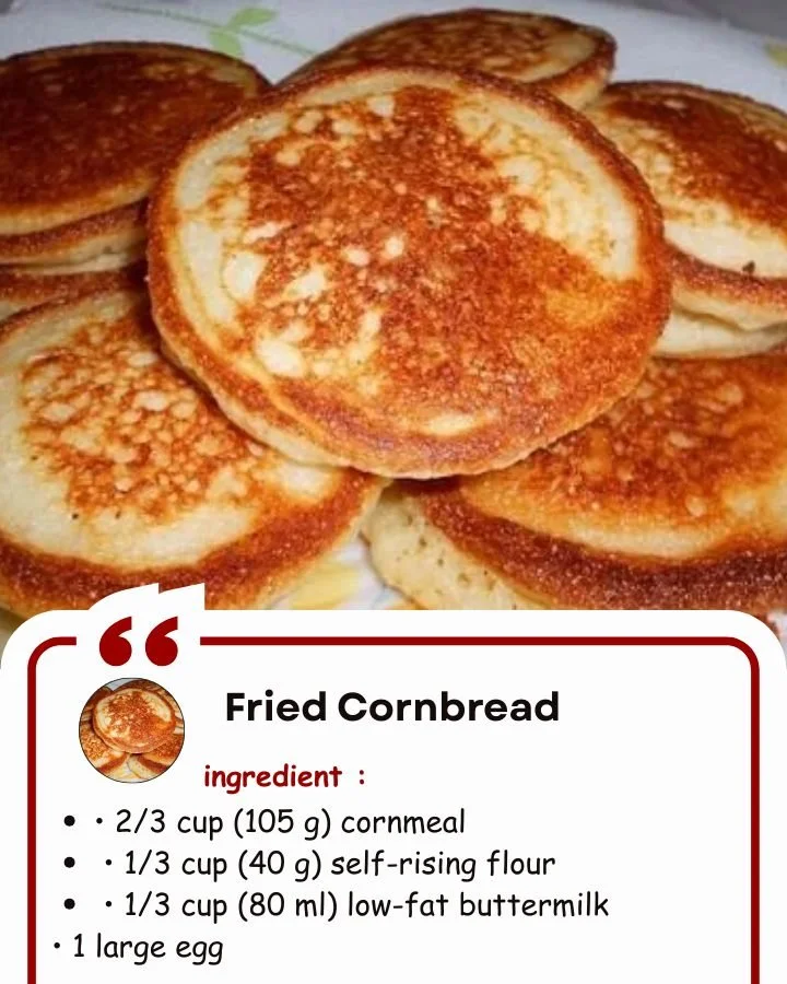 Golden brown Fried Cornbread hoecakes served on a plate