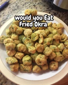 Crispy fried okra served as a side dish