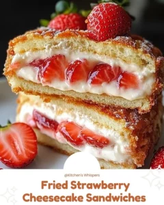 Fried strawberry cheesecake sandwiches served on a plate