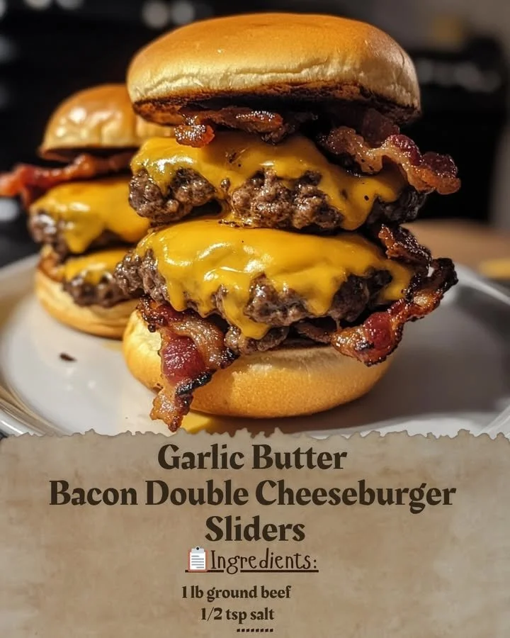 Garlic Butter Bacon Double Cheeseburger Sliders