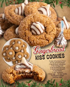 Delicious homemade Gingerbread Kiss Cookies with chocolate kisses