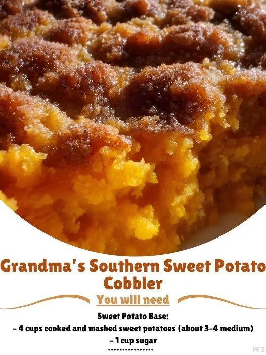 Delicious homemade Southern sweet potato cobbler topped with whipped cream