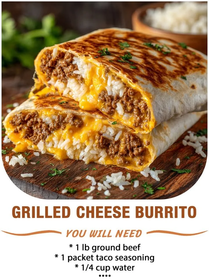 Delicious grilled cheese burrito with melted cheese and crispy tortilla