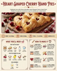 Heart-shaped cherry hand pies baked fresh with a flaky crust.