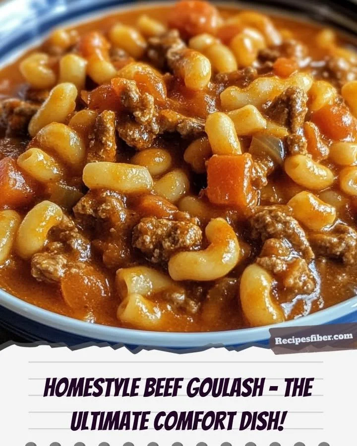 Delicious homestyle beef goulash served in a bowl with herbs.