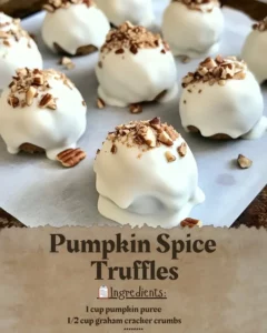 Homemade pumpkin spice truffles with autumn spices and chocolate coating