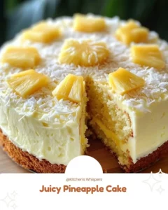 Deliciously moist and juicy pineapple cake topped with cream frosting
