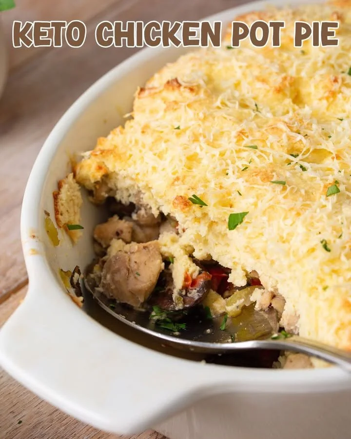 Delicious Keto Pot Pie with a flaky crust and vegetables