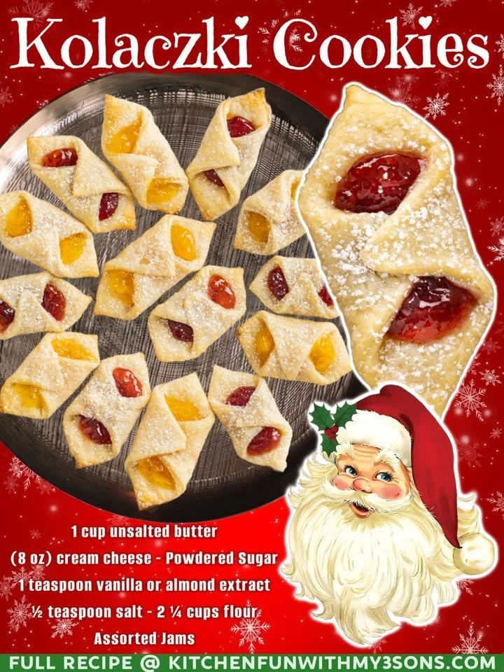 Plate of delicious homemade Kolaczki Cookies filled with fruit jam