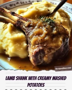 Delicious lamb shank served with creamy mashed potatoes on a plate