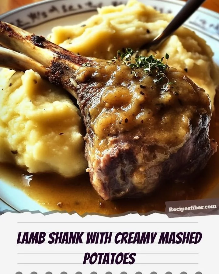 Delicious lamb shank served with creamy mashed potatoes on a plate