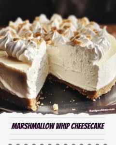 Delicious Marshmallow Whip Cheesecake topped with a fluffy marshmallow layer.