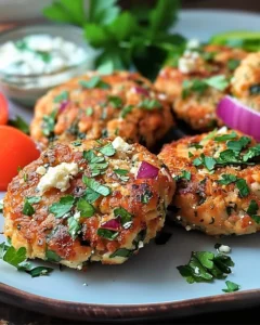 Mediterranean Chicken Patties served with fresh herbs and spices