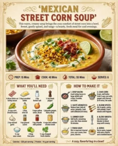 Bowl of Mexican Street Corn Soup topped with cilantro and lime