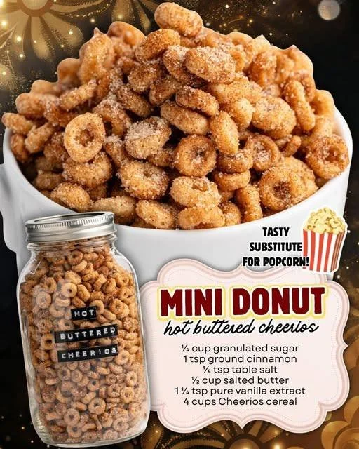 Mini donut hot buttered Cheerios - a delightful sweet snack recipe