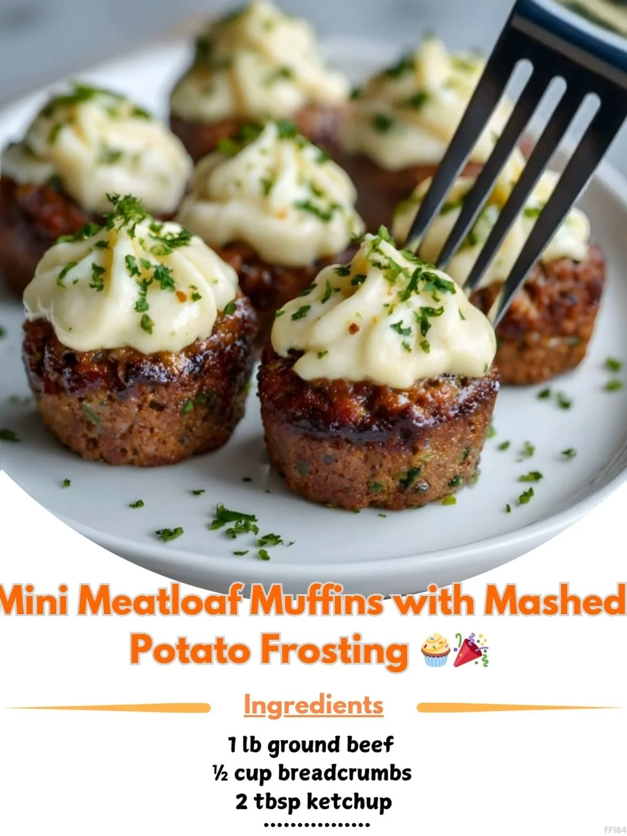 Mini meatloaf muffins topped with mashed potato frosting on a plate